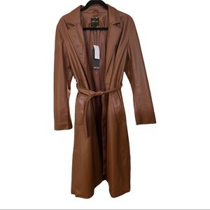 Truth By Republic leather trench coat in “saddle” color